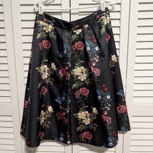 Ted Baker Blevly Oracle Black Floral Jacquard A-line Skirt, Size 3